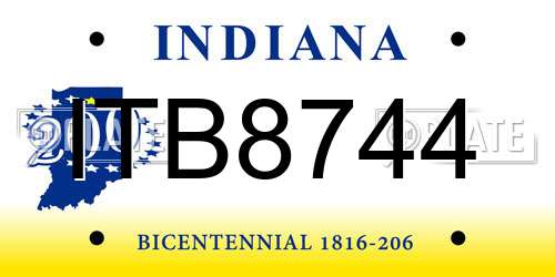 ITB8744 Indiana License Plate