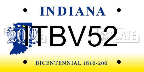 ITBV52 Indiana License Plate