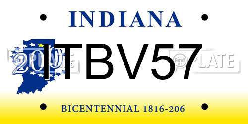 ITBV57 Indiana License Plate