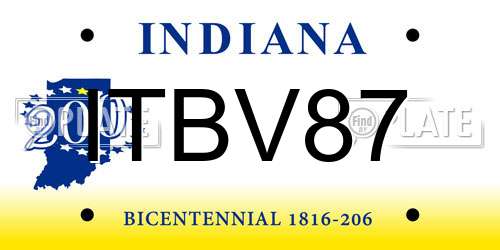 ITBV87 Indiana License Plate