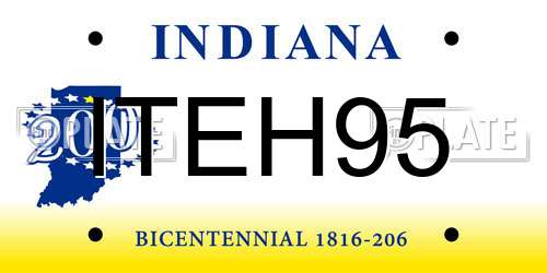 ITEH95 Indiana License Plate