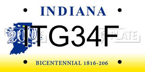 ITG34F Indiana License Plate
