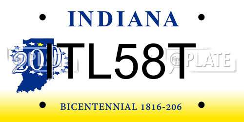 ITL58T Indiana License Plate