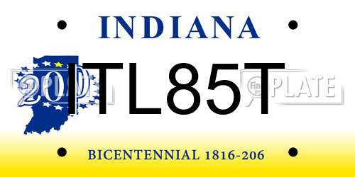 ITL85T Indiana License Plate