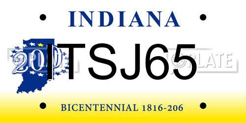 ITSJ65 Indiana License Plate