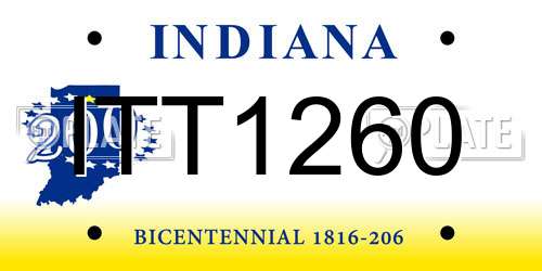 ITT1260 Indiana License Plate