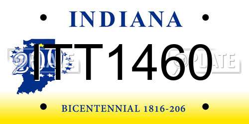ITT1460 Indiana License Plate