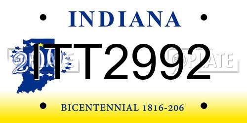 ITT2992 Indiana License Plate