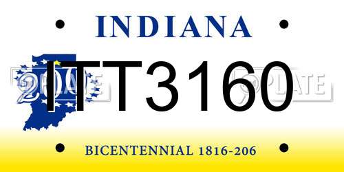 ITT3160 Indiana License Plate