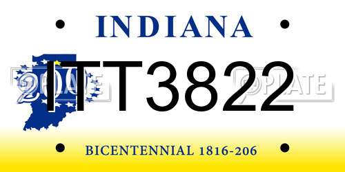 ITT3822 Indiana License Plate