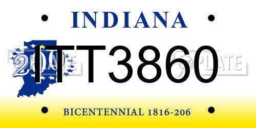 ITT3860 Indiana License Plate