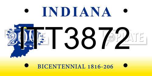 ITT3872 Indiana License Plate