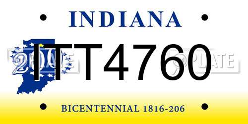 ITT4760 Indiana License Plate