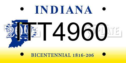 ITT4960 Indiana License Plate