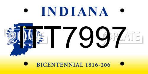 ITT7997 Indiana License Plate