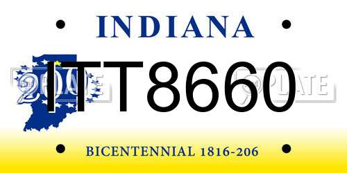 ITT8660 Indiana License Plate