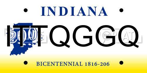 ITTQGGQ Indiana License Plate