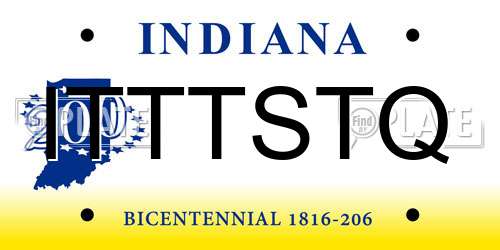 ITTTSTQ Indiana License Plate