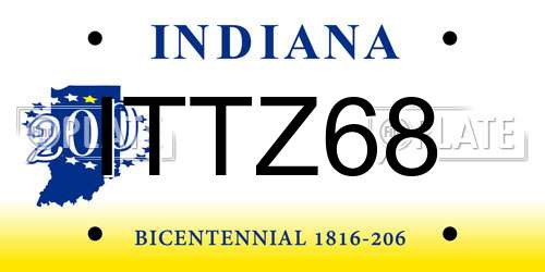 ITTZ68 Indiana License Plate
