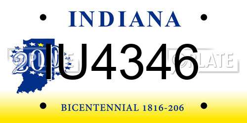 IU4346 Indiana License Plate