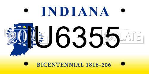 IU6355 Indiana License Plate