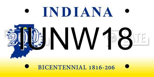 IUNW18 Indiana License Plate