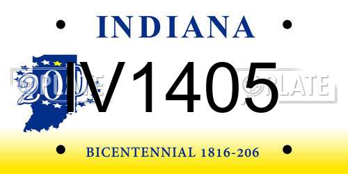 IV1405 Indiana License Plate