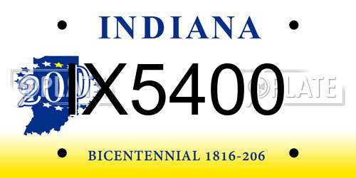 IX5400 Indiana License Plate