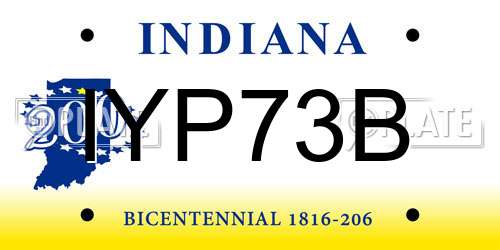 IYP73B Indiana License Plate