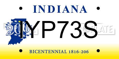 IYP73S Indiana License Plate