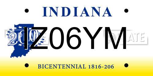 IZ06YM Indiana License Plate