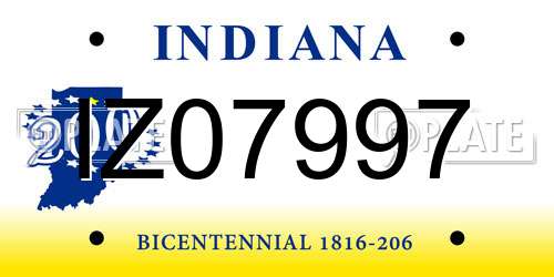 IZ07997 Indiana License Plate