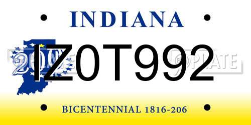 IZ0T992 Indiana License Plate