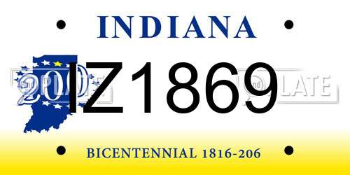 IZ1869 Indiana License Plate