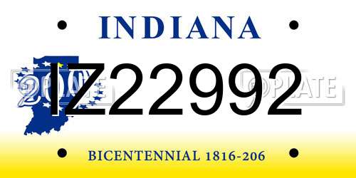 IZ22992 Indiana License Plate