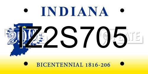 IZ2S705 Indiana License Plate