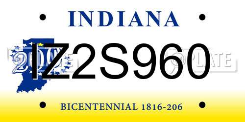 IZ2S960 Indiana License Plate