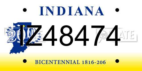 IZ48474 Indiana License Plate