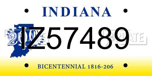 IZ57489 Indiana License Plate