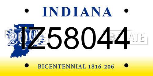 IZ58044 Indiana License Plate