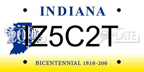 IZ5C2T Indiana License Plate
