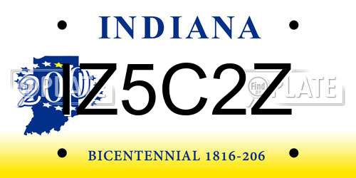 IZ5C2Z Indiana License Plate
