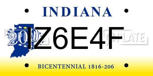 IZ6E4F Indiana License Plate