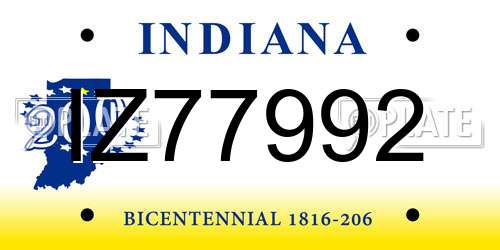 IZ77992 Indiana License Plate