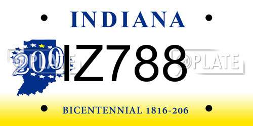 IZ788 Indiana License Plate