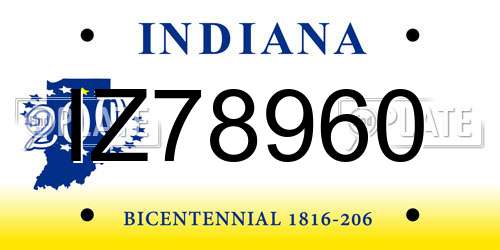 IZ78960 Indiana License Plate