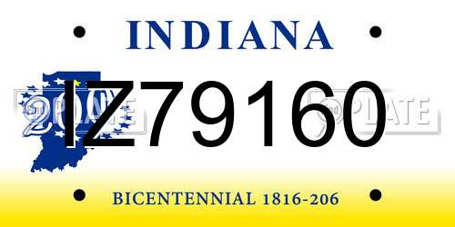IZ79160 Indiana License Plate