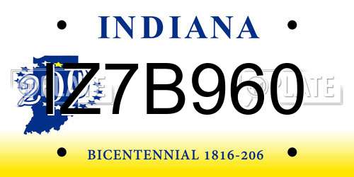 IZ7B960 Indiana License Plate