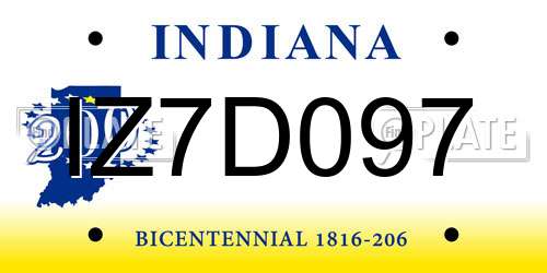IZ7D097 Indiana License Plate