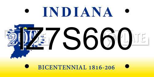 IZ7S660 Indiana License Plate